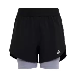 Image of adidas Two-In-One AEROREADY Woven Shorts Kids - Black / Silver Violet / Reflec