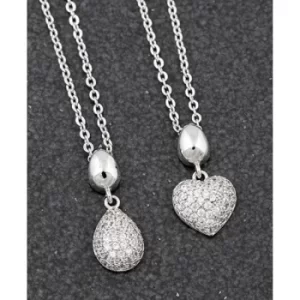 Image of Modern Sparkle Tear Drop Heart Platinum Plated Necklace