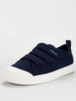 Image of Clarks City Vibe Canvas Shoe, Navy, Size 2 Older