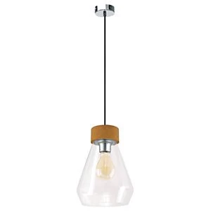 Image of Eglo Pendant Light E27 Chrome/Clear 'BRIXHAM'