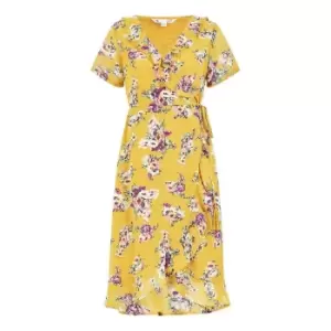 Image of Yellow Floral Frill Dress - Yellow