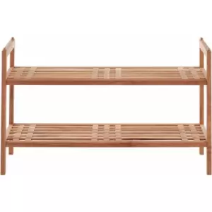 Image of Shoe Racks Storage Lightweight Two Tier Wooden Shoe Cabinet Natural Finish Shoes Rail / Shoe Rack Organiser Rack 26 x 40 x 69 - Premier Housewares
