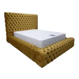 Image of Sultan Bed Small Double Plush Velvet Mustard