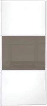 Image of Wickes Sliding Wardrobe Door Wideline White Panel and Cappuccino Glass - 2220 x 914mm