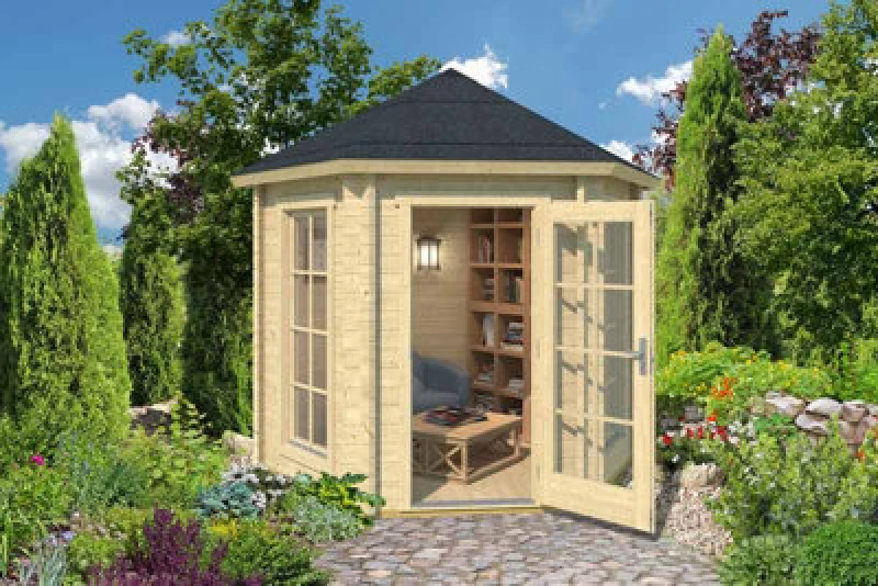 Image of Lasita Maja Inverness 44-Log Cabin, Wooden Garden Room, Timber Summerhouse, Home Office - L320 X W277.1 X H289.6 Cm