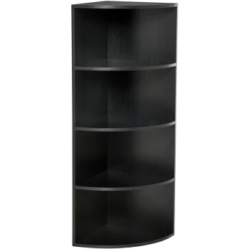 Image of 4 Tier Wood Corner Shelf Freestanding Bookshelf Plants Stand Black - Homcom