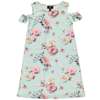 Image of Firetrap Cold Shoulder Dress Junior Girls - Minty Floral
