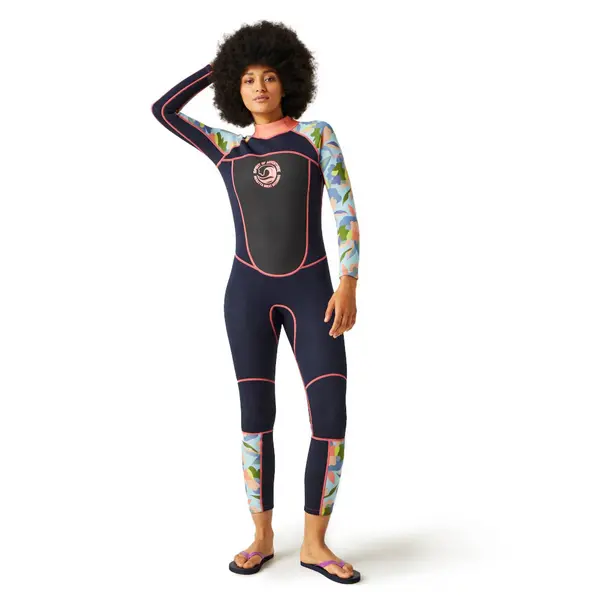 Image of Regatta Womens Full Wetsuit 3Mm - Navy/Abstract Floral Print Navy VZ4VU Unisex 10-12