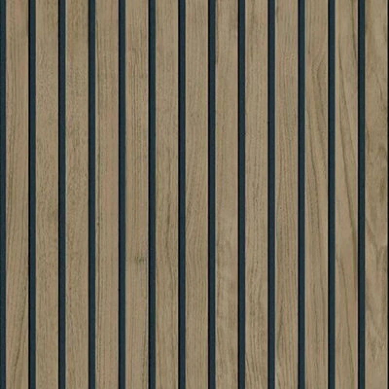 Image of Belgravia Decor Panacea Wood Slat Walnut Wallpaper 10m x 53cm, Brown 1157