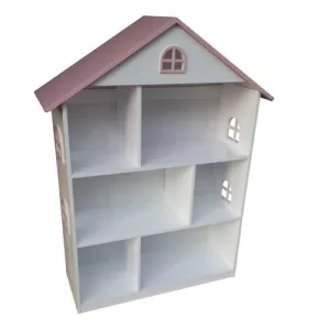Image of Liberty House Toys White Dollshouse Bookcase with Pink Roof