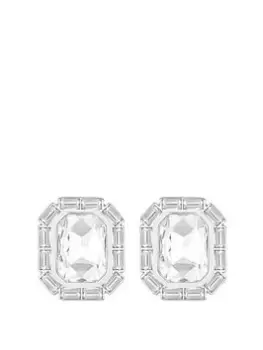 Image of Mood Silver Crystal Baguette Halo Oversized Stud Earrings