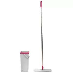 Image of Kleeneze Slimline Flat Head Mop and Bucket Set - Grey/Pink