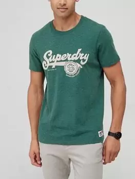 Image of Superdry Vintage Script T-Shirt - Green Marl, Green Marl Size M Men