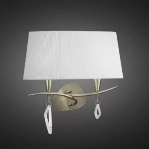 Image of Mara wall light 2 E14 bulbs, antique brass with ivory white lampshade