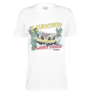 Image of Daisy Street Clavery Falls Print T-Shirt - White