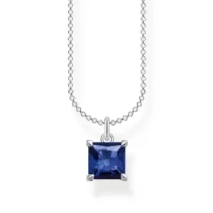 Image of THOMAS SABO Silver Princess-Cut Blue Zirconia Necklace