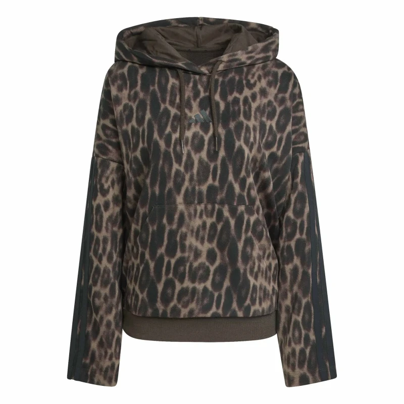 Image of Adidas Womens printed leopard fleece hoodie adidas Essentials Multicolore Female XS