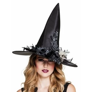 Image of Skulla Witch Hat with Flowers