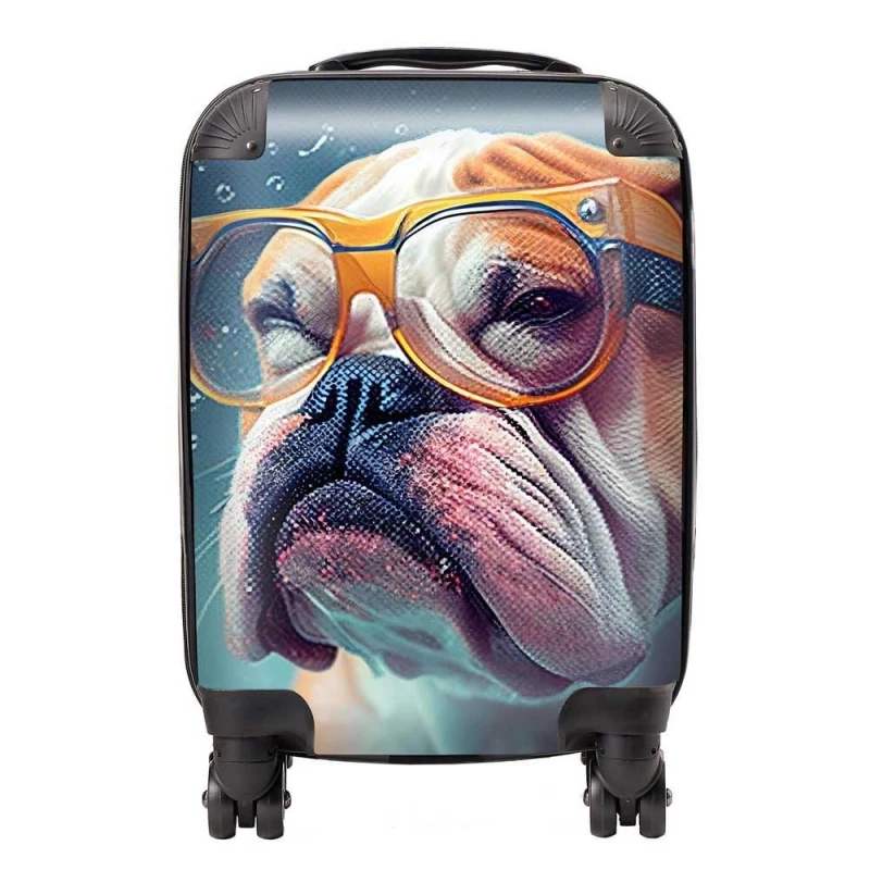 Image of Warren Reed - Designer Bulldog Splashart Suitcase in Brown Size: Small Brown Unisex Small