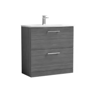 Image of Nuie Arno 800mm Floor Standing 2 Drawer Vanity & Basin 4 Anthracite