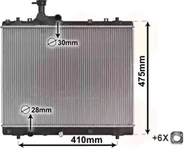 Image of VAN WEZEL 52002137 Engine radiator Aluminium, Brazed cooling fins, with accessories Radiator,engine cooling (470)