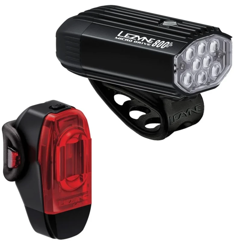 Image of Lezyne Micro Drive 800+ and KTV Drive+ Front and Rear Light Set 800 Black