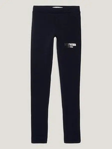 Image of Tommy Hilfiger Girls Monotype Legging - Navy, Size Age: 10 Years, Women
