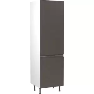 Image of Kitchen Kit Flatpack J-Pull Kitchen Cabinet Tall Larder Unit Super Gloss 600mm in Graphite MFC