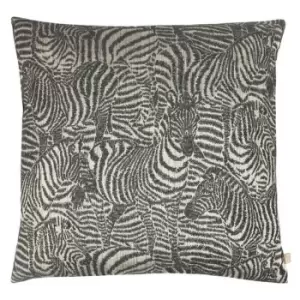 Image of Kai Hector Jacquard Zebra Cushion Cover (One Size) (Onyx)