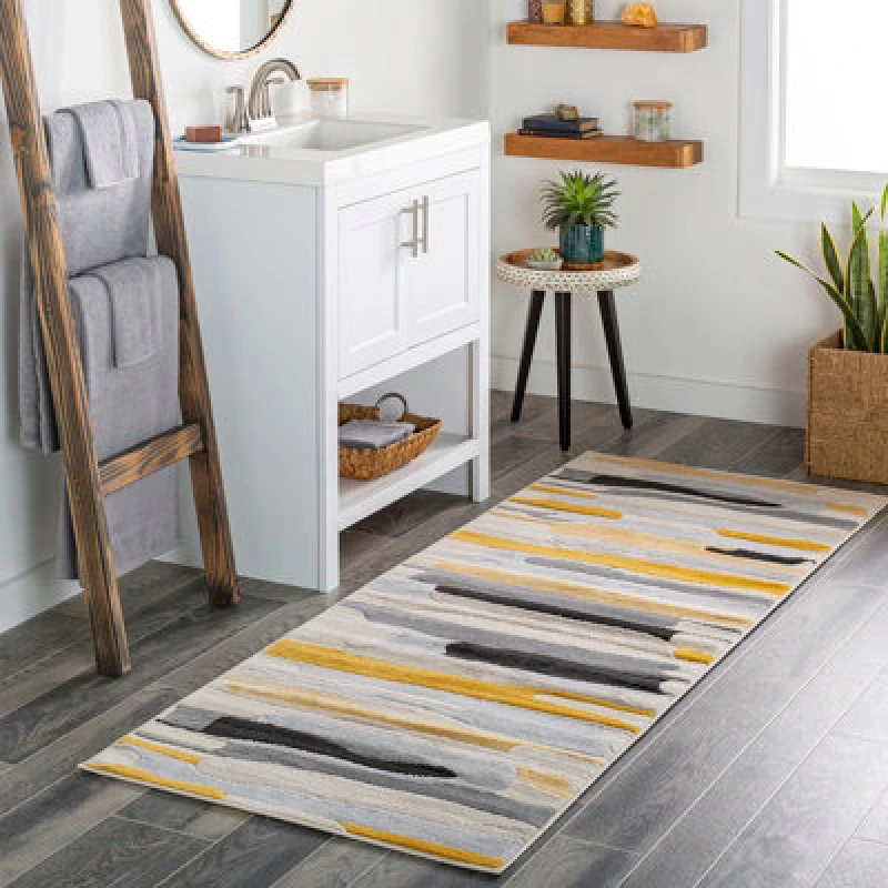 Image of Livabliss Scandi Modern Mustard/ivory Pukka Runner Rug 80 X 220 Cm - Easy Care, Non Shedding, Ideal For Hallway Or Beside The Bed