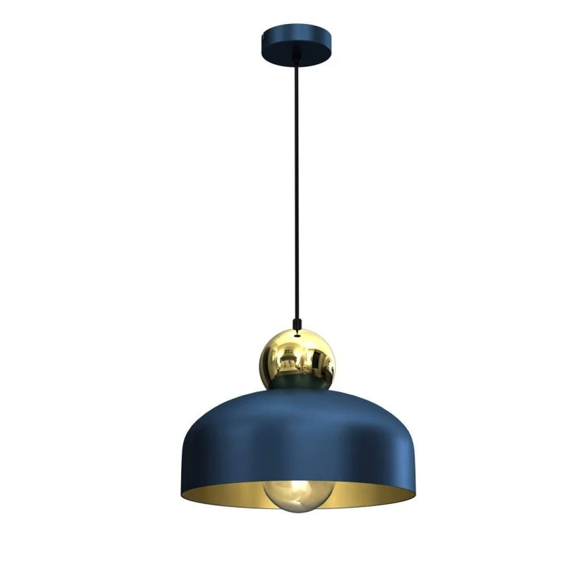 Image of Milagro Harald Hand Made Pendant Lamp Rich Navy Blue Luxurious Gold Detail Mid Navy unisex