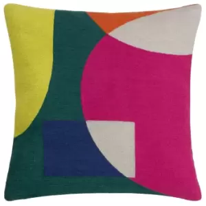 Image of Anjo Embroidered Cushion Green/Multicolour, Green/Multicolour / 45 x 45cm / Polyester Filled