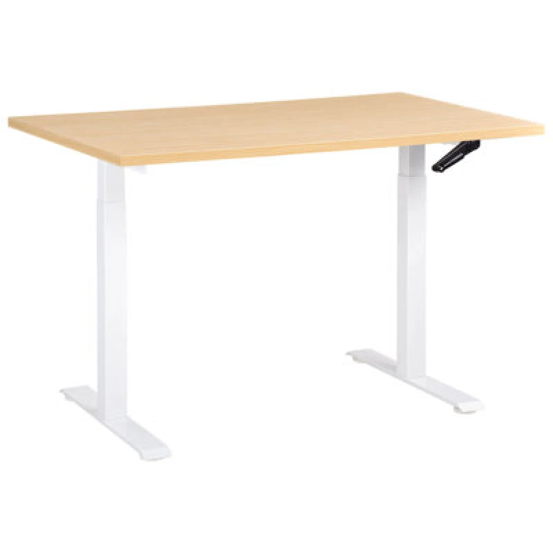 Image of Beliani Manual Adjustable Standing Desk Destines Light Brown/ White 120 Cm 60 Cm