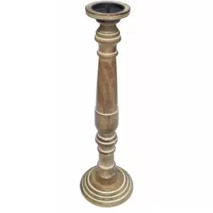 Image of Topfurnishing - Rustic Antique Carved Wooden Pillar Church Candle Holder [[Natural,XX Large 63cm]