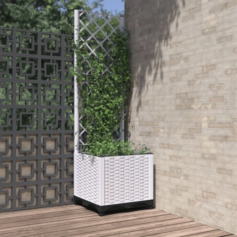 Image of VIDAXL Garden Planter with Trellis White 40x40x136cm pp Vidaxl 8720845671730