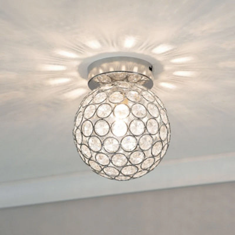 Image of ValueLights Ella Chrome Sphere Globe Jewel Flush Ceiling Light with LED Bulb Silver