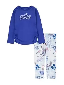Image of Nike Kids Girls Icon Clash Legging Set, Dark Blue, Size 3-4 Years, Women