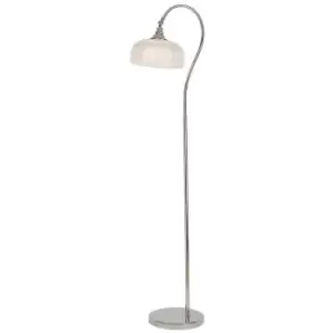 Image of Luminosa DeRuyter Floor Lamp E27 Polished Nickel, Prismatic Glass