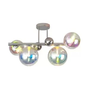 Image of Luminosa Semi-Flush Ceiling Light, 4 x G9, Polished Chrome, Iridescent Glass