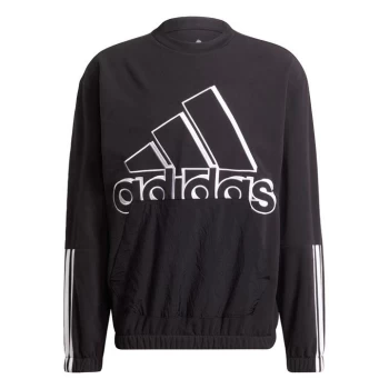 Image of adidas Essentials Polar Fleece Giant Logo Sweatshirt (Gen - Black / White