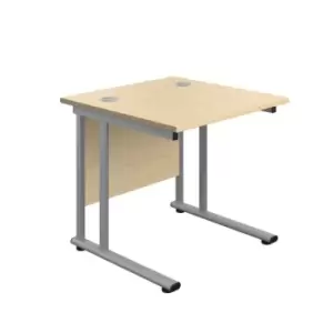 Image of Tc 800 x 800 Twin Upright Rectangular Desk Maple-Silver