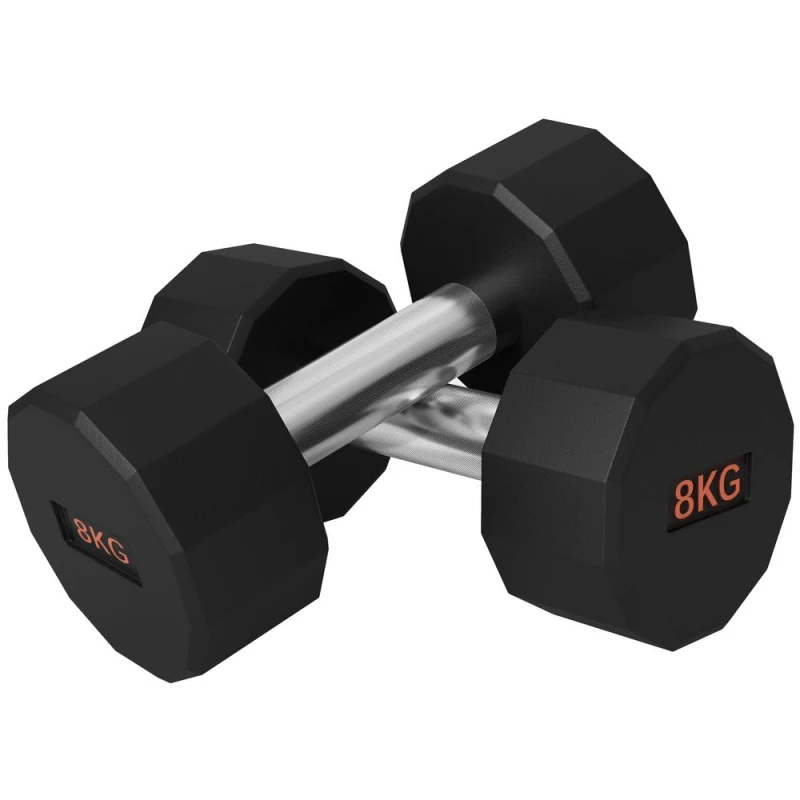 Image of Sportnow Dumbbells Weights Set With 12-sided Shape And Non-slip Grip, 2 X 12Kg, Black A91-343V06OG