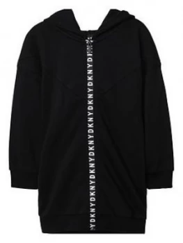Image of DKNY Girls Long Line Zip Through Hoodie, Black, Size Age: 14 Years, Women