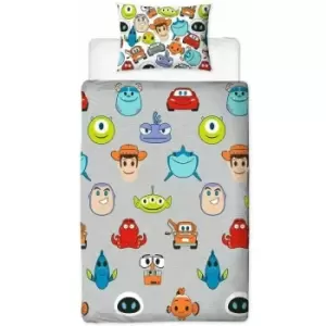 Image of Disney Pixar Emoji Duvet Cover Set (Single) (Multicoloured) - Multicoloured