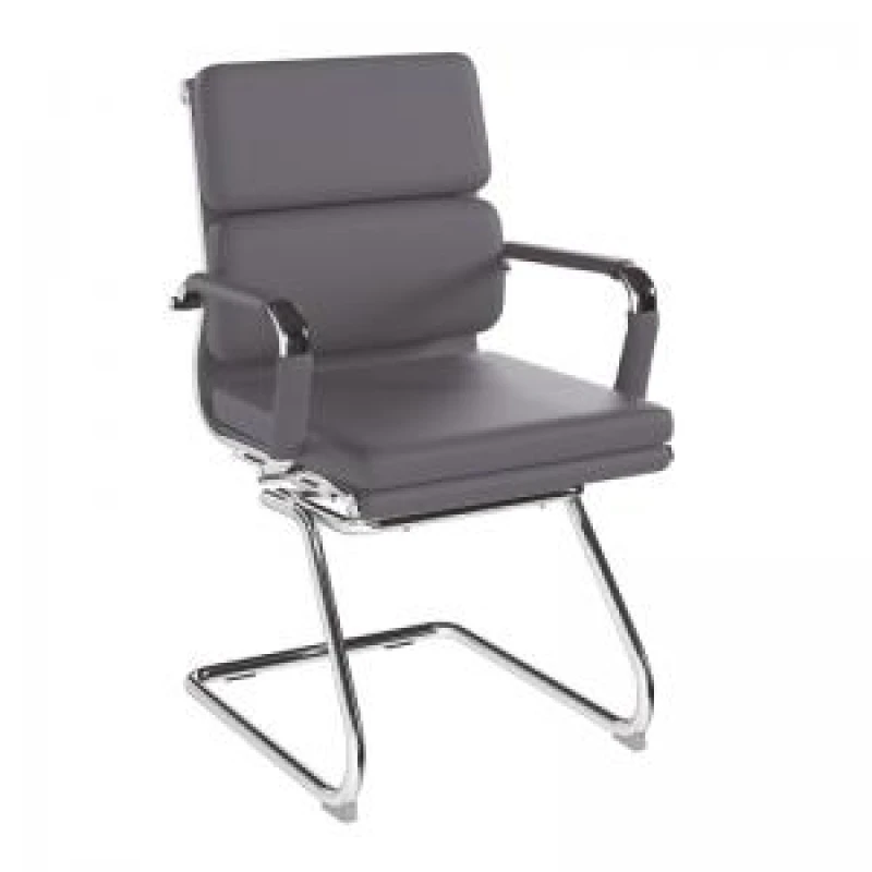Image of Avanti Nautilus Designs Avanti Medium Back Bonded Leather Cantilever Visitor Chair With Individual Back Cushions & Fixed Arms Grey - BCL/5003AV/GY