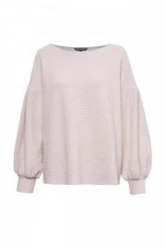 Image of French Connection Ellen Textured Balloon Sleeve Sweater Pink