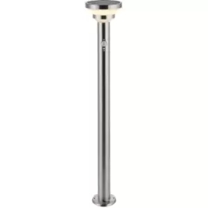 Image of Endon Halton Modern Solar Powered Dimmable LED Tall Bollard Lamp Brushed Stainless Steel, PIR Motion & Day Night Sensors, Warm White, IP44