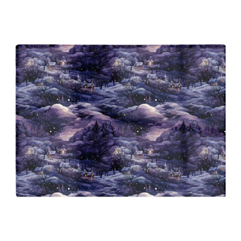 Image of Warren Reed Designer Snowy Christmas Village On A Starry Night Glass Chopping Board