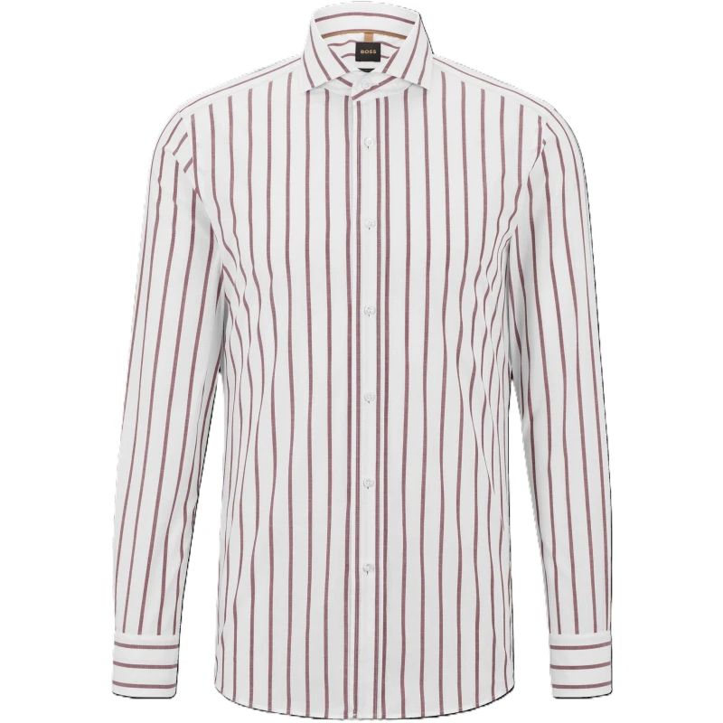 Image of Boss Mens T-Hays-Spread-C1-232 Plain Long-Sleeve Shirt Dark Red male 15 inch