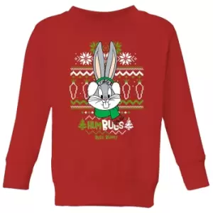 Image of Looney Tunes Bugs Bunny Knit Kids Christmas Jumper - Red - 9-10 Years